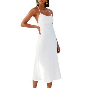 By Johnny mia crossback Bias Sz 8 white floral pleated textured cocktail frill